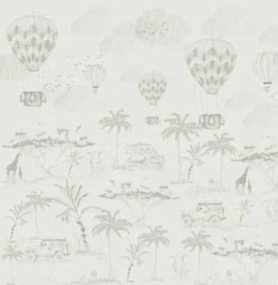 Tapeta do pokoju dziecka w stylu safari zielona