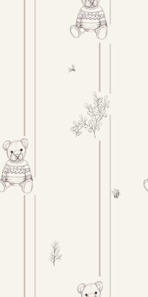 Tapeta z misiem beżowym w paski - w rolce
