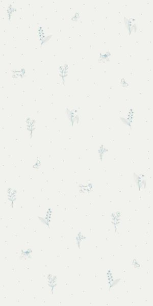 Błękitna tapeta w gałązki i pieski - w rolce