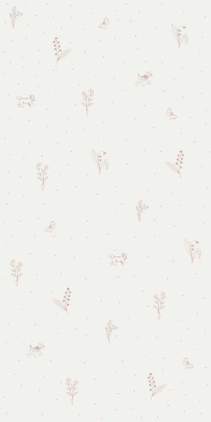 Beżowa tapeta w gałązki i pieski - w rolce