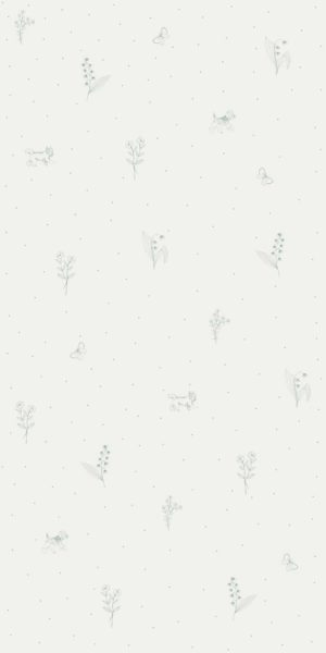 Szara tapeta w gałązki i pieski - w rolce