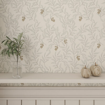 Wallpaper in twigs with fruit