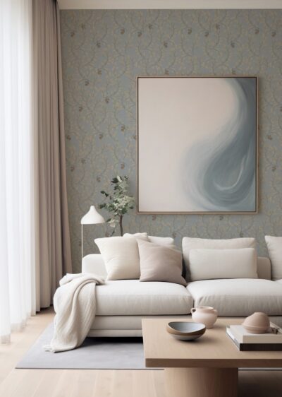 Wallpaper branches with fruit blue