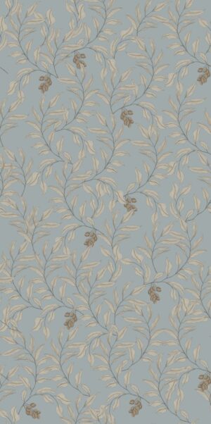 Tapeta  gałązki z owocami błękit w rolce