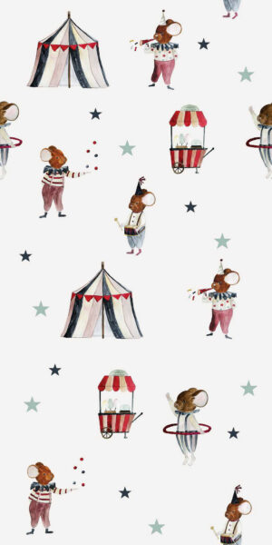 Tapeta w myszki cyrkowe i gwiazdki - w rolce