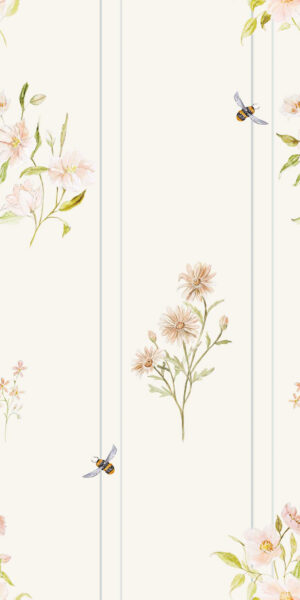Tapeta kwiaty paski - w rolce