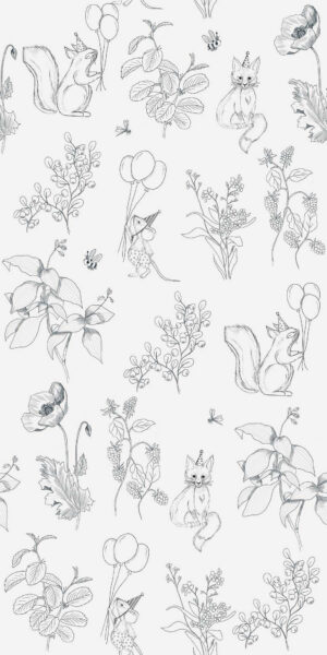 Tapeta z lisem, myszką i wiewiórką - w rolce