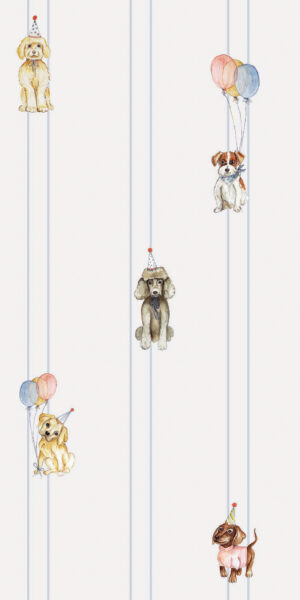 Tapeta z psami w czapeczkach - w rolce