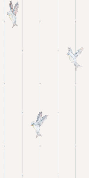 Elegancka tapeta w błękitne ptaszki - w rolce