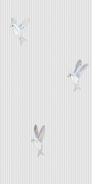 Tapeta ptaki i paski - w rolce