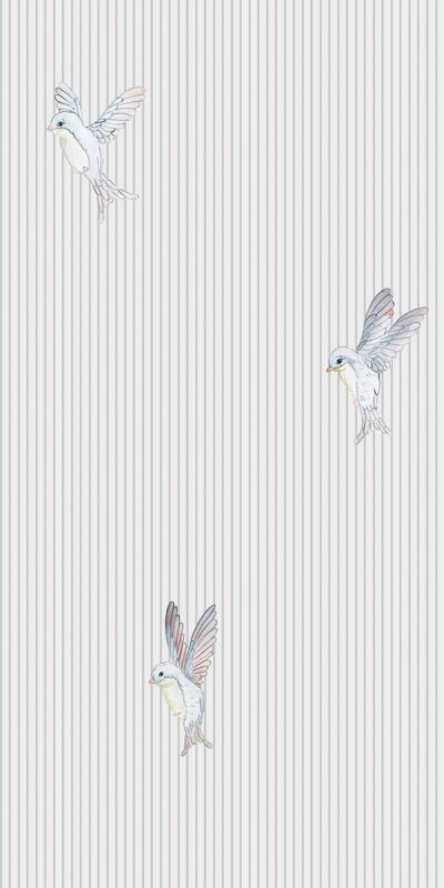 Tapeta ptaki i paski - w rolce