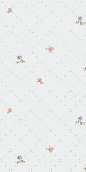 Tapeta kwiaty herbaciane i błękitne kwiaty ukośna krata - w rolce