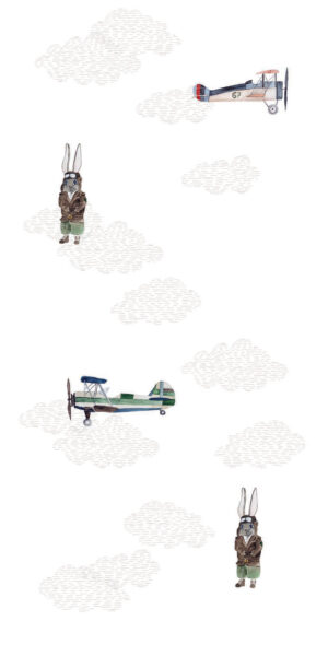 Tapeta królik lotnik i samoloty - w rolce