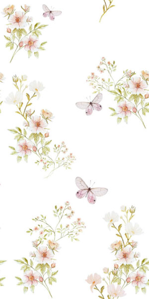 Tapeta kwiaty na białym tle - w rolce