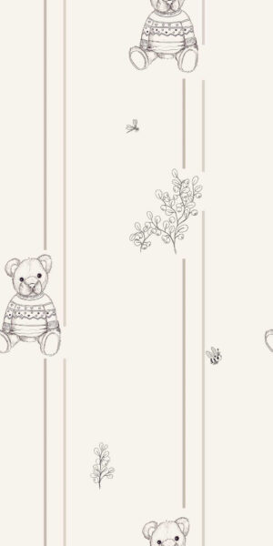 Tapeta z misiem beżowym w paski - w rolce