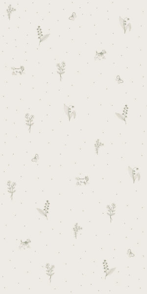 Tapeta w zielone gałązki i pieski - w rolce