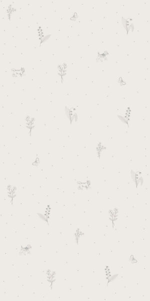 Szara tapeta w gałązki i pieski - w rolce