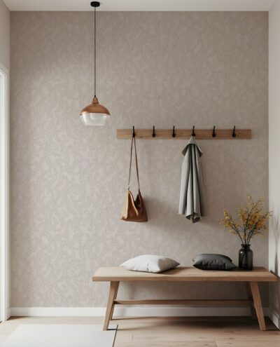 Leaf wallpaper beige