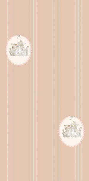 Tapeta w kotki i paski różowe tło w rolce