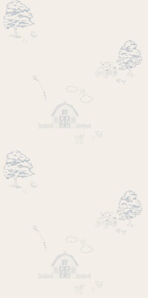 Tapeta wieś błękit na jasnym tle