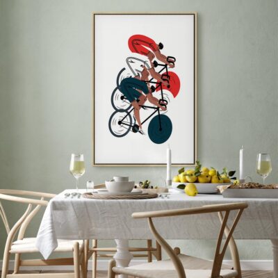 Image - Cycling race, riders on a bright background - illustration